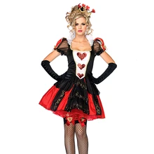 Хэллоуин костюм Алисы для косплея страна чудес Королева сердец Костюм Маскарад Дисней королева красный костюм королевы на Хэллоуин Взрослый