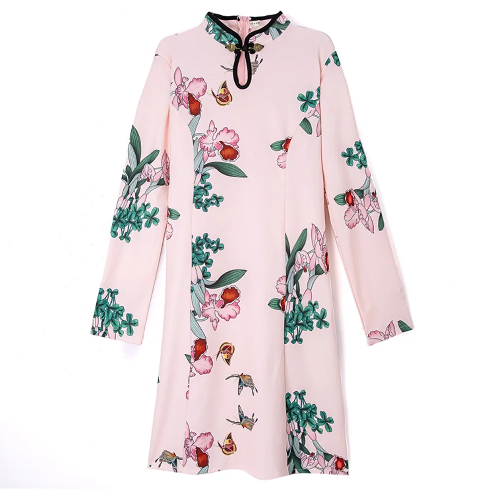 Улучшенное китайское традиционное женское платье Cheongsam Qipao с принтом «журавль», весна-лето