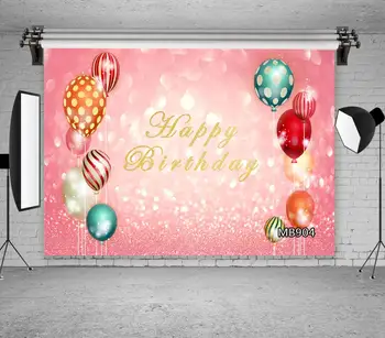 

Happy Birthday Balloons Dreamy Bokeh Pink Photography Backdrop Background Kids Adult Portraits Photo Backdrop Studio Props