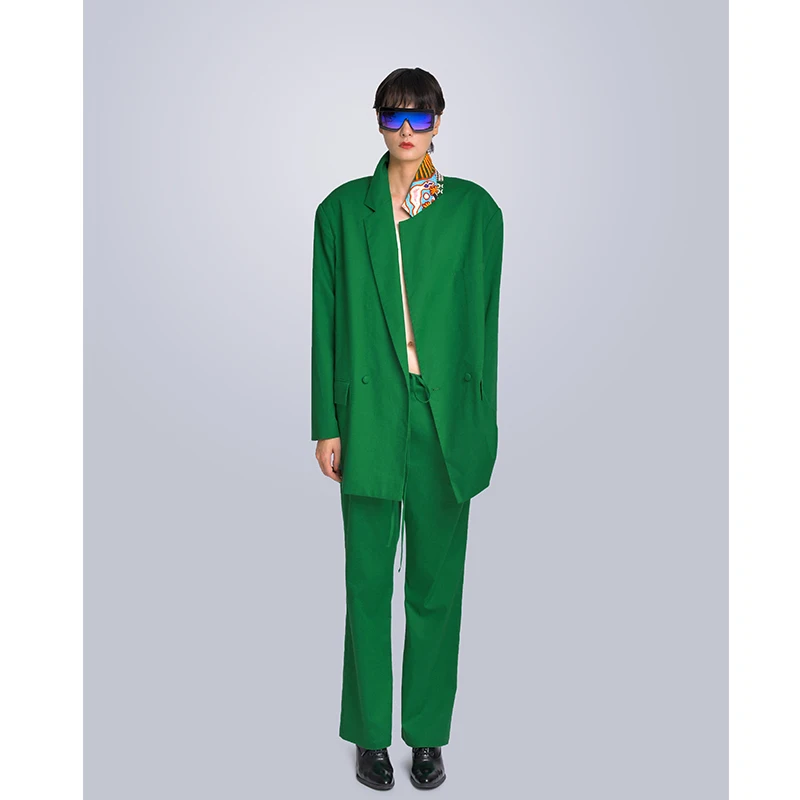 

MISHOW Milan Fashion Week Spring/Summer 2020 Two Piece Set Female Turn Down Collar Single-breasted Green Jacket Long Pant Look-8