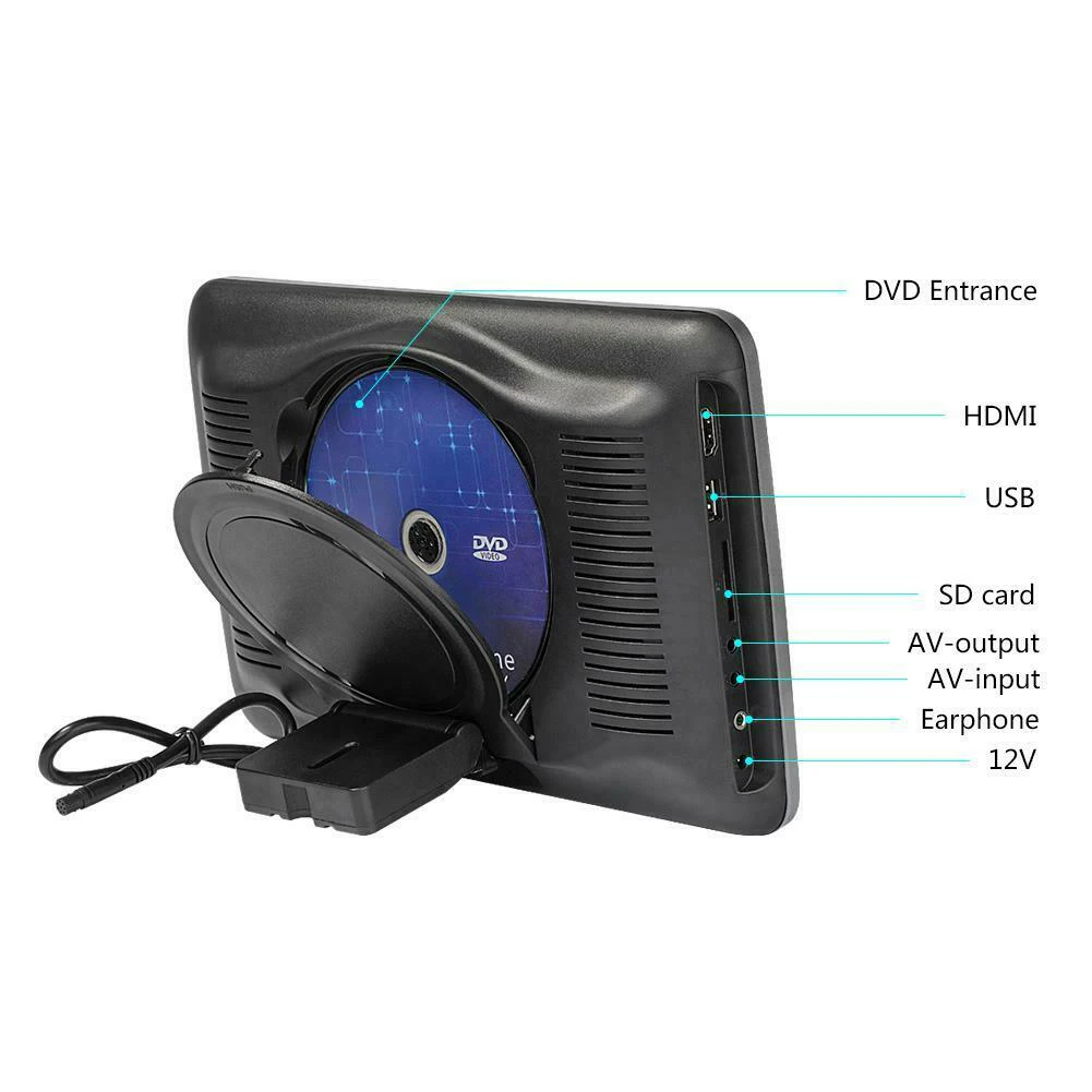 

10Inch Car Headrest Dvd Player Build-In Ir/Fm/Speaker Hdmi Monitor Hd Digital Lcd Screen