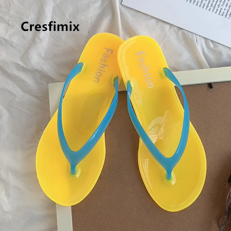 Cresfimix для подростков; милый светильник; мягкие прозрачные пляжные вьетнамки; женские повседневные уличные удобные Вьетнамки; chanclas de mujer