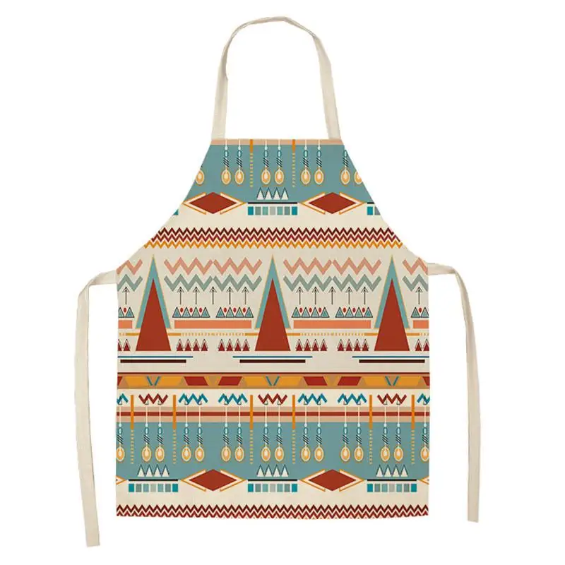 Geometric Aprons Cotton Linen Women Adult Kids Sleeveless Apron Easy Cleaning Home Kitchen Cooking Pinafore WQ94