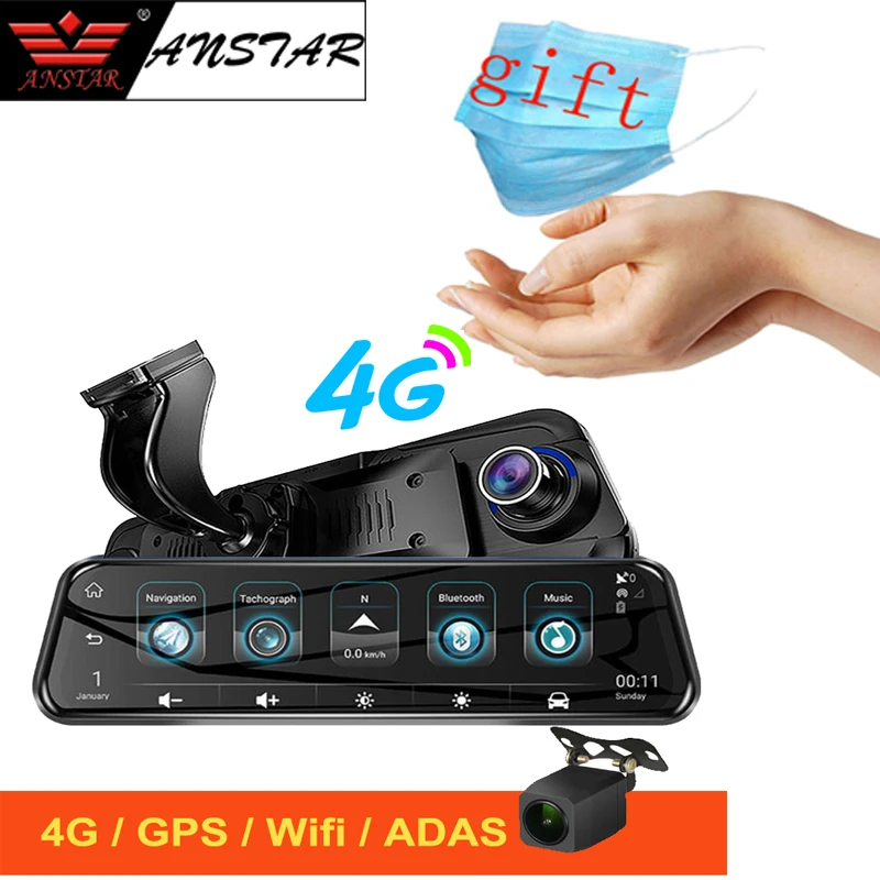 Anstar 4G зеркало заднего вида FHD 1080P Автомобильный видеорегистратор Камера 10 дюймов