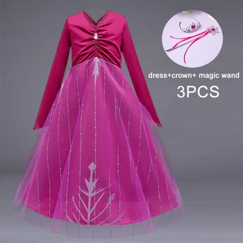 

2020 Summer Christmas Dress Girl Elsa Costume Kids Dresses For Girls Children V-Neck Party Princess Cosplay Dress Long Sleeve