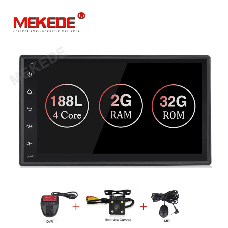 MEKEDE 2Din Android 9,1 2+ 32G RDS Автомагнитола универсальная gps навигация WiFi 1024*600 Авторадио Стерео FM аудио автомобильный dvd-плеер - Цвет: add DVR camera