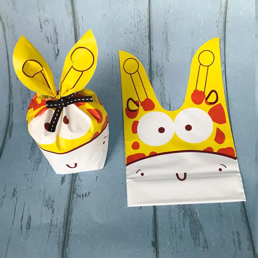 50 шт. милые животные пластиковый пакет для ребенка душ мальчик девочка день рождения украшения дети первые партии подарки упаковка - Color: Giraffe