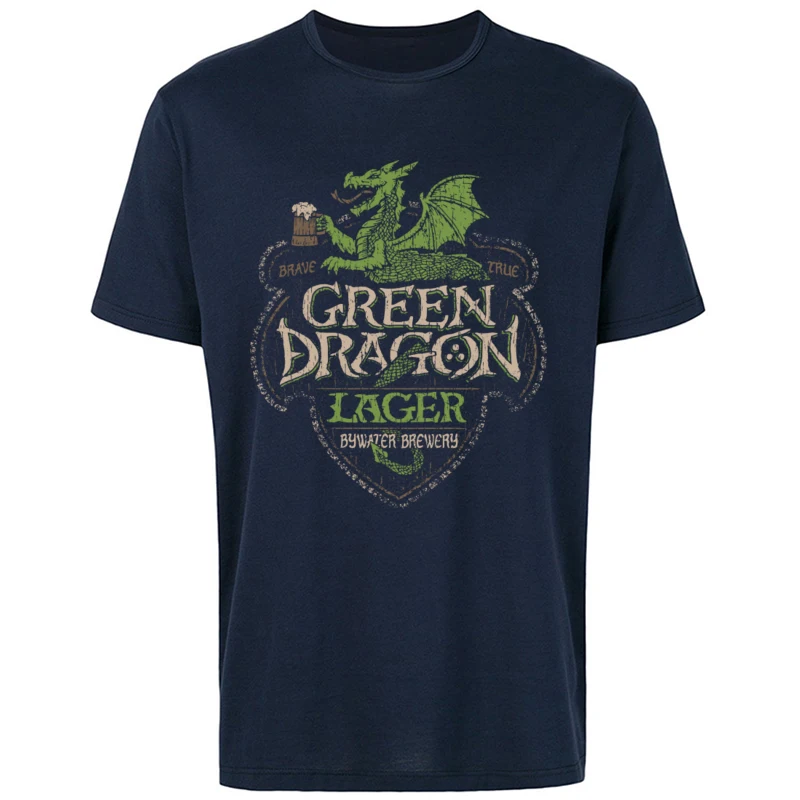 Casual Green_Dragon_Lager_7090 Mens T-Shirt Coupons Summer/Autumn Short Sleeve O Neck 100% Cotton Tops Shirts Casual Tops Shirt Green_Dragon_Lager_7090 navy