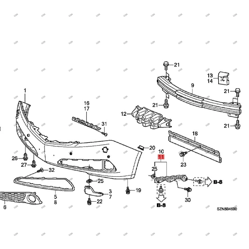 

Car Front bumper bracket Front bumper base Front bumper fixing bracket hon daa cur aBoom fixing bracket buckle