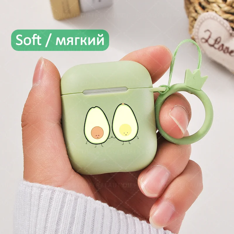 I200426 Милый чехол для Apple airpods, чехол с мультяшным забавным авокадо, Bluetooth, чехол для наушников Airpods 1, 2, сумки для зарядки, Жесткий Чехол для наушников - Цвет: I200426