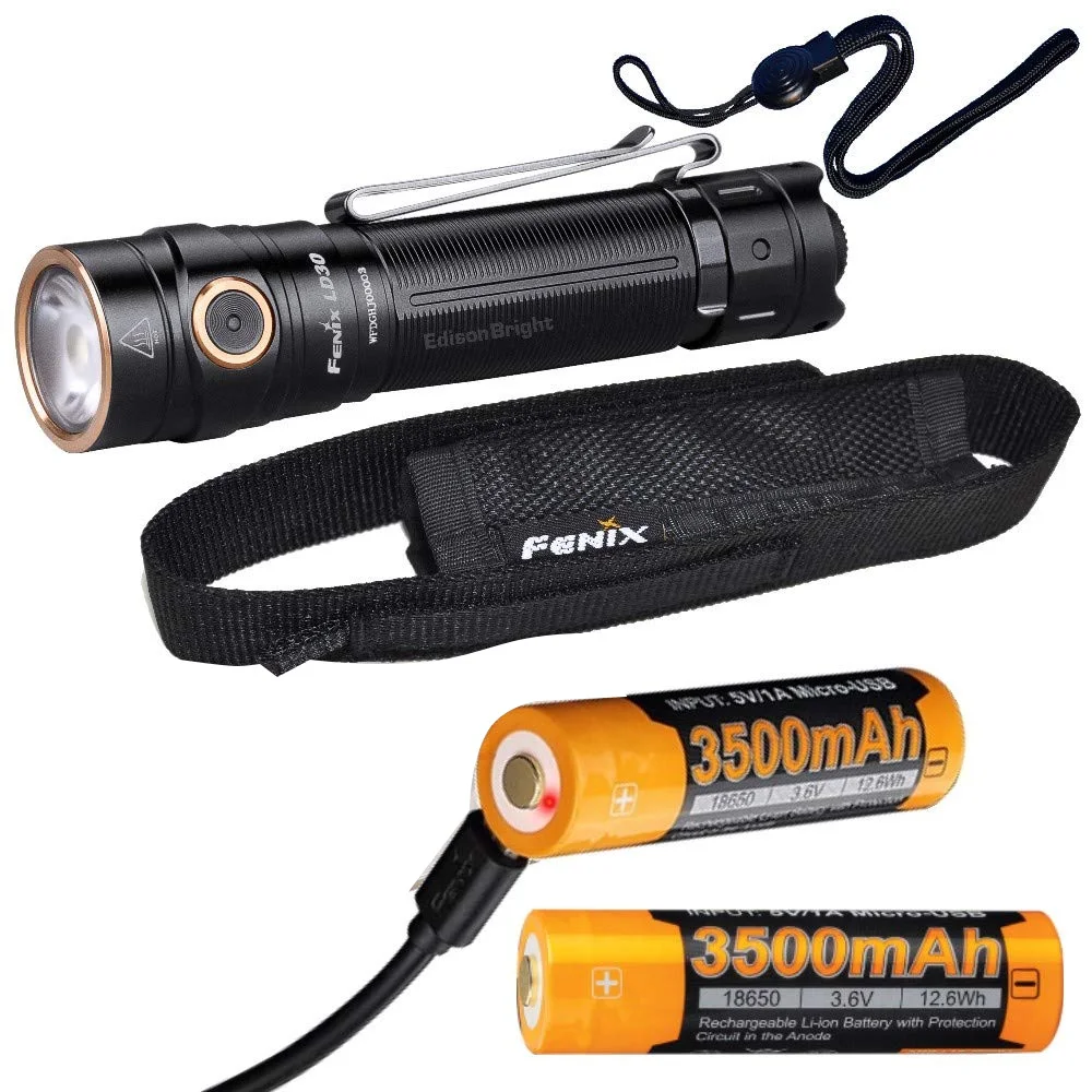 

Fenix LD30 1600 Lumen LED Tactical Flashlight with 2 x ARB-L18-3500U 3500 mAh Rechargeable Battery