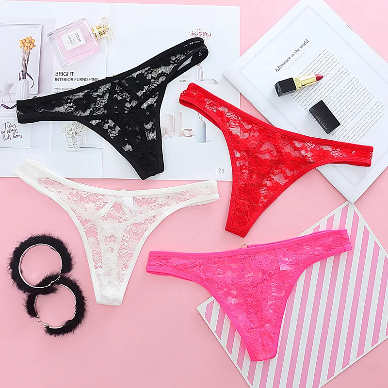 Ropa interior de cintura baja para mujer, bragas de encaje