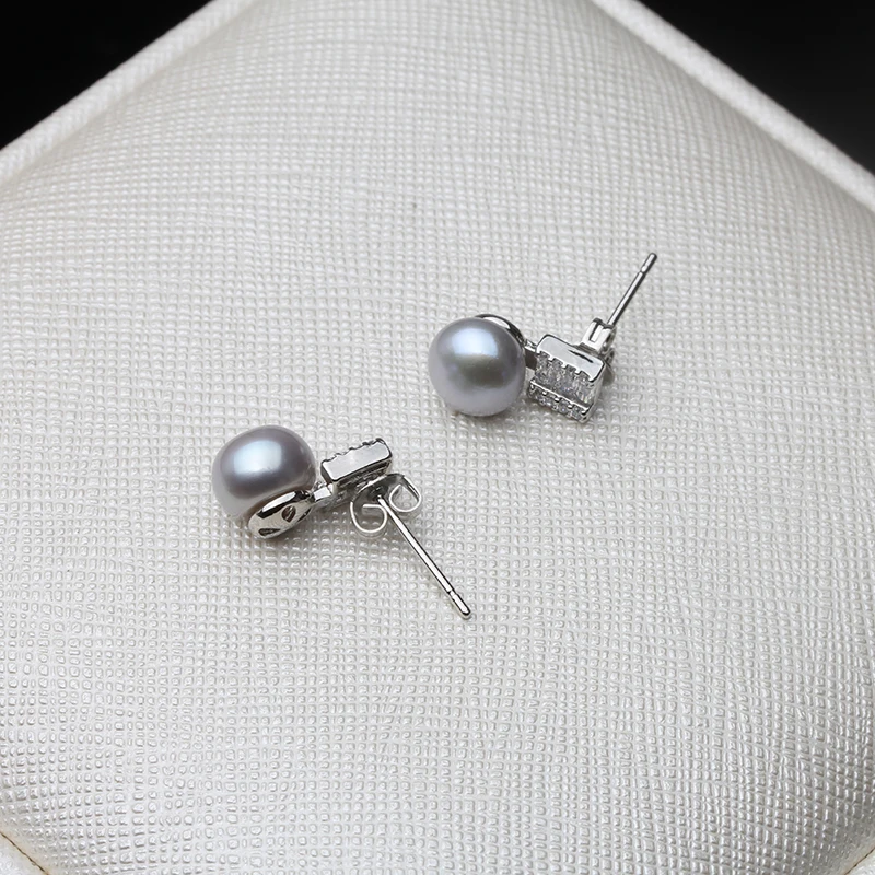 Top quality white pearl earrings for women,cute fashion girl best gift real black freshwater pearl earrings jewelry