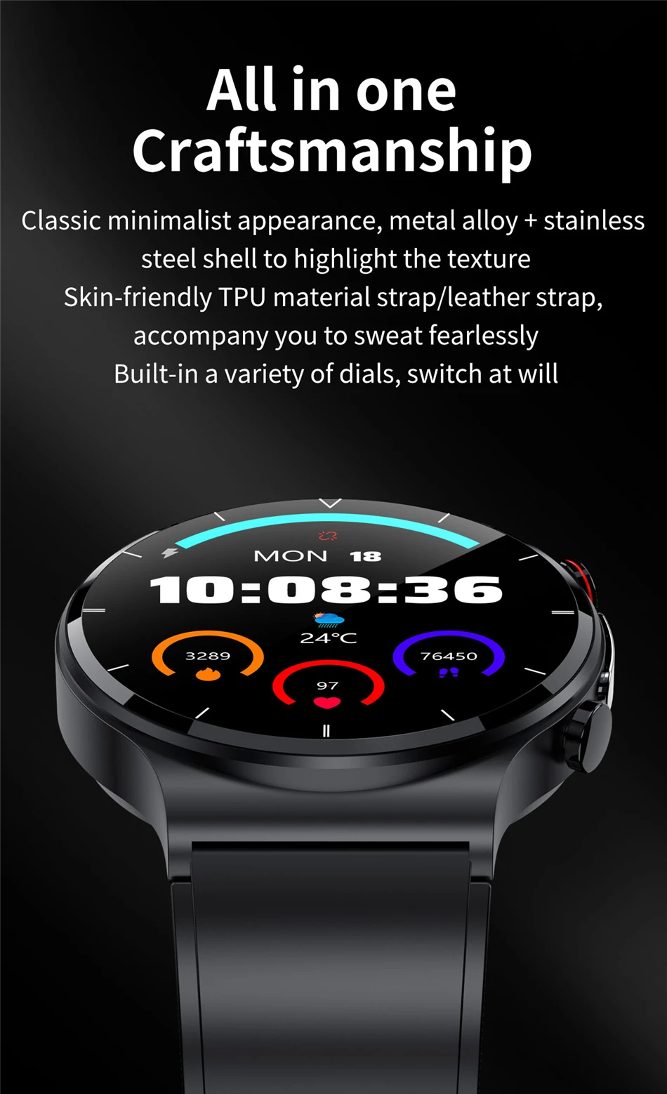 ECG PPG Smart Watch Men Body Temperature Wireless Charger Smartwatch Blood Pressure Oxygen Sport Fitness Tracker for Android Ios