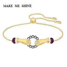 Женский элегантный гламурный круглый мистический браслет SWA с кристаллами, жемчужная цепочка на запястье, ювелирное изделие, очаровательный подарок на день рождения для женщин