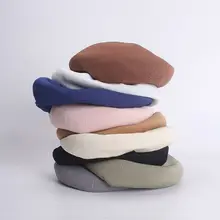 Женские дышащие тонкие однотонные цветные живописные береты, вязаные плоские женские шапки-бини