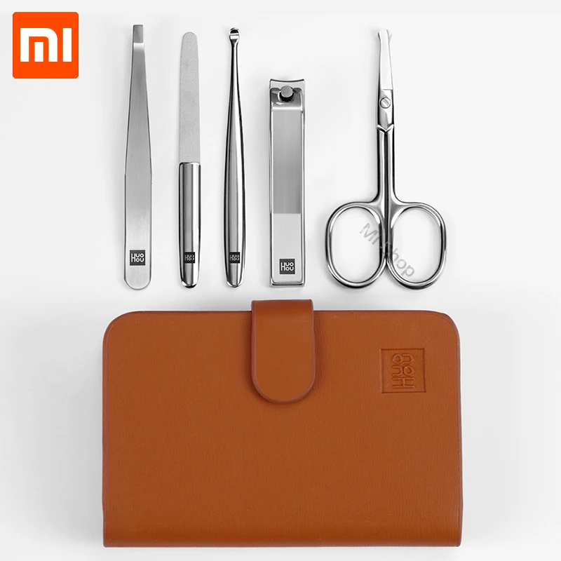Xiaomi Huohou Нержавеющая сталь кусачки для ногтей 5 шт. триммер для волос в носу портативный дорожный гигиенический набор из нержавеющей стали резак для ногтей набор инструментов