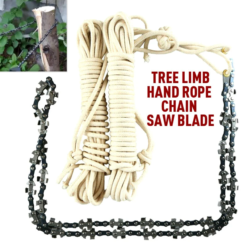 

48 Inch High Reach Tree Hand Rope Chain Saw Cutter on Both Side Outdoor Tool ALS88