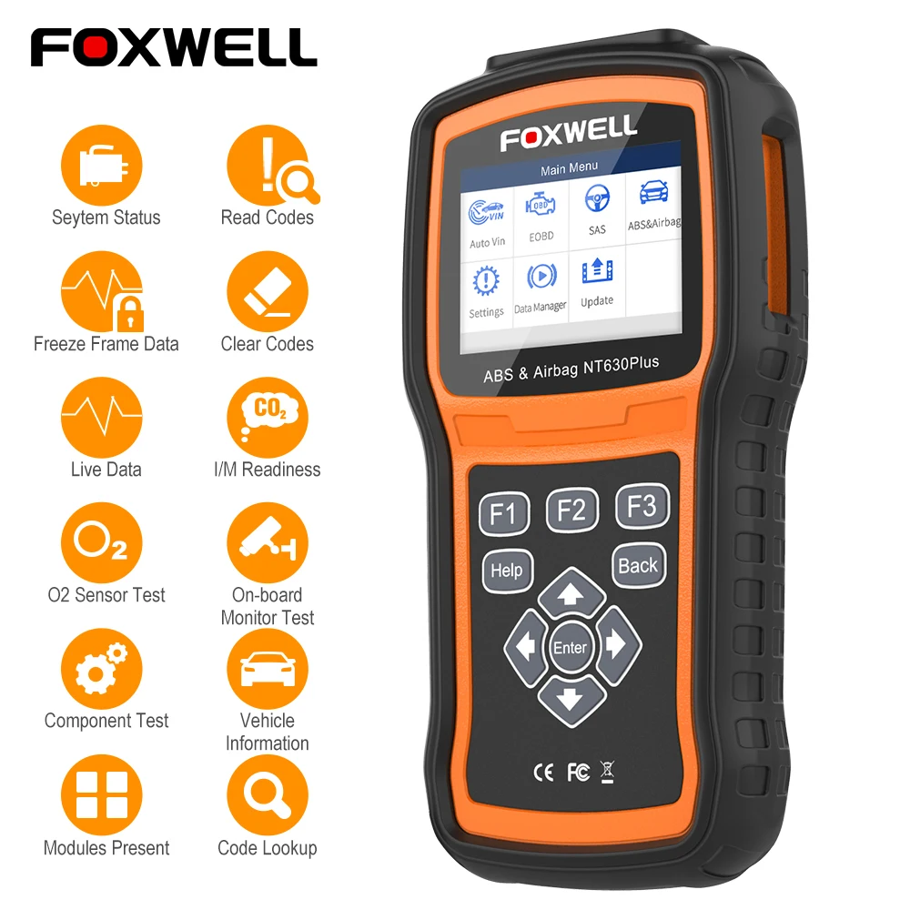 FOXWELL NT630 Elite Автомобильная воздушная подушка SRS Авто OBD2 сканер двигателя ABS SAS результаты аварии сброса БД 2 obd2 автомобильный диагностический