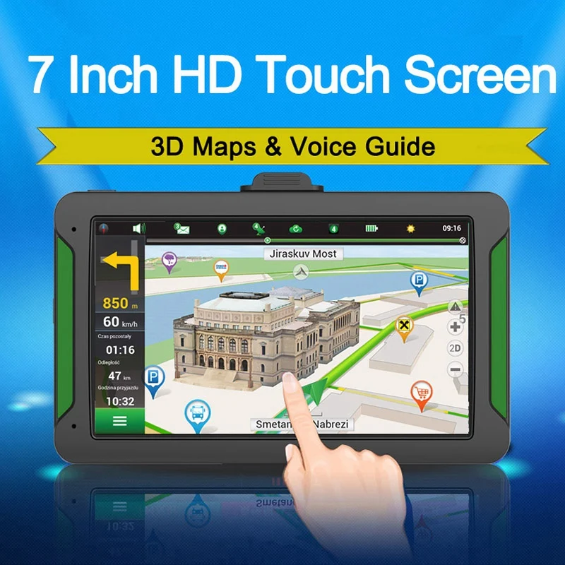 Автомобильный gps-навигатор 7 дюймов Hd пресс-экран 8 ГБ Встроенная память+ 256 Мб память для вождения навигация карта Европы