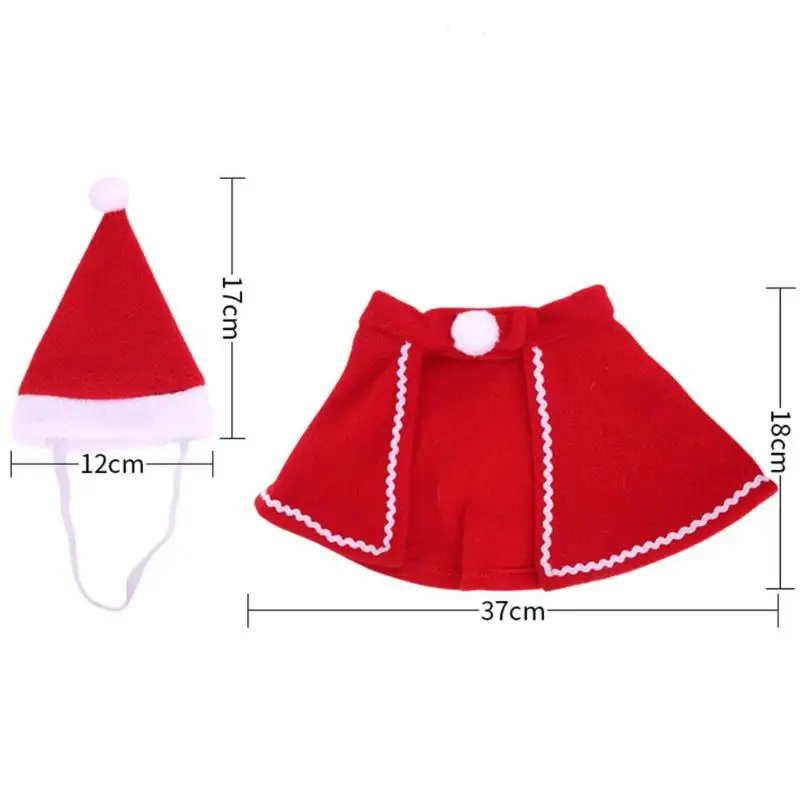 Pet Dog Cat Christmas Cloak Cute Christmas Hat Festival Shawl Winter Warm Halloween Party Costume Clothes for Pet Kitten Puppy - Цвет: Красный