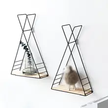 Металлическая настенная подвесная треугольная полка для ванной с Woden доской Органайзер стеллаж для выставки товаров золотой черный