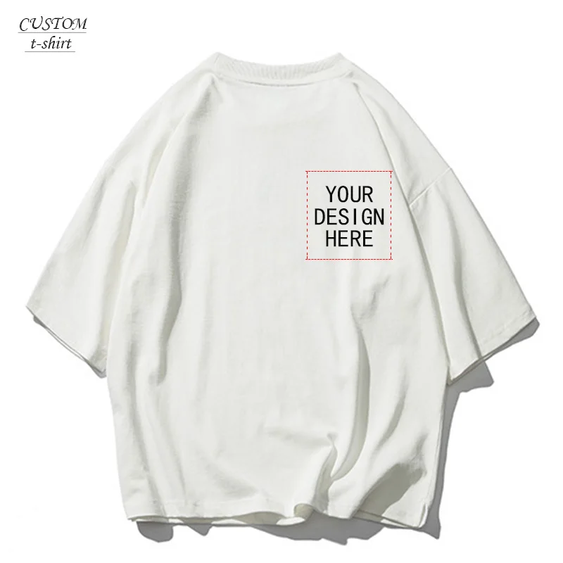 

Custom Men's New oversize solid color five-point sleeve t-shirt / short sleeve t-shirt / relaxed fit longline/ drop shoulder