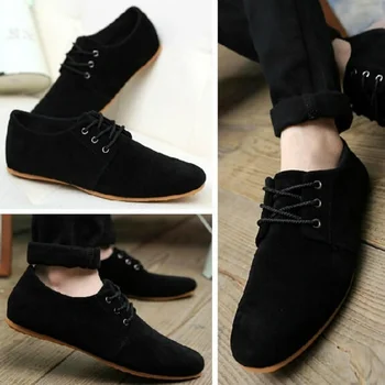 

Men Fashion Flats Shoes Sport Running Walking Casual Lace Up Leather Shoes Men's Driving Shoes