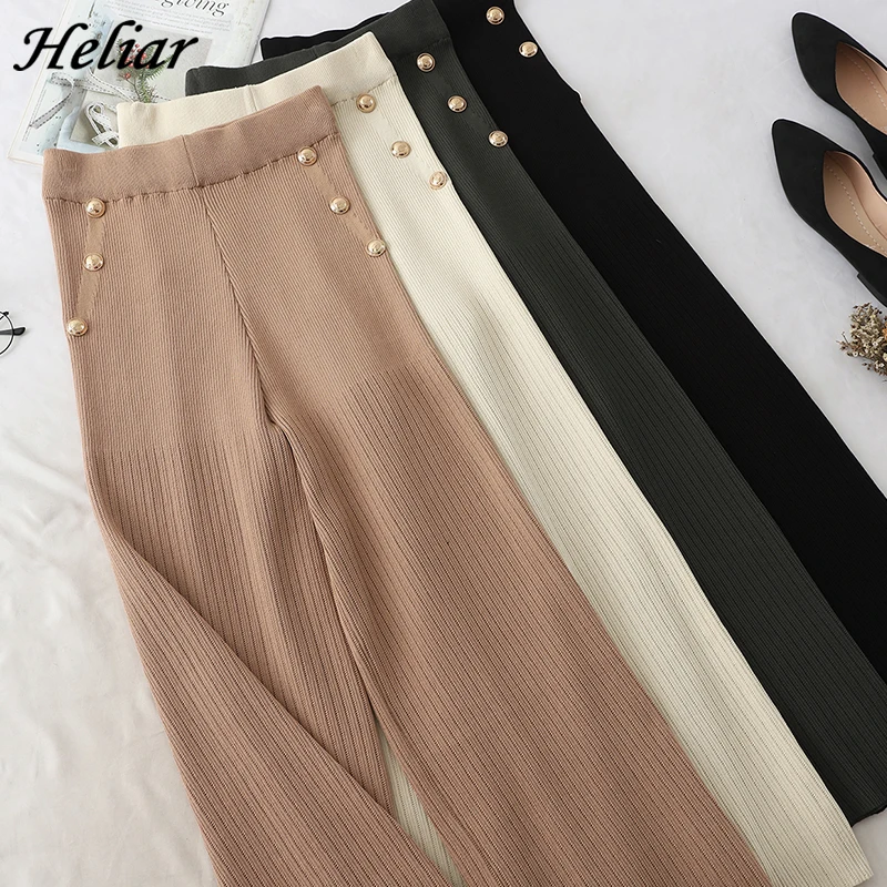 

Heliar Autumn Wide Leg Peading Loose Pants Elastic Waist Trouser Female Long Pants For Women 2019 Women Trouser With Pocket