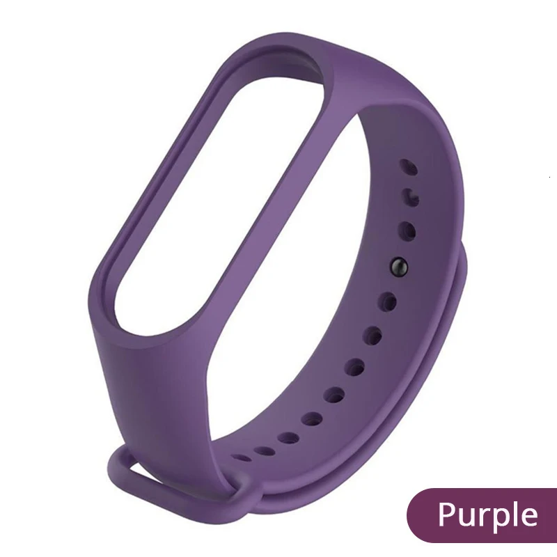 Цветные Ремешки для наручных часов для mi band 4 3, аксессуары для ремешка pulseira mi band 2, сменный силиконовый ремешок для xiaomi 2, умный Браслет - Цвет ремешка: Фиолетовый