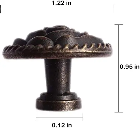 Description Picture 5 of itemVintage Rose Cabinet Knobs Antique Bronze Cupboard Dresser Door Pull Round Zinc Alloy Knob Drawer Handles with 3 Sized Screws