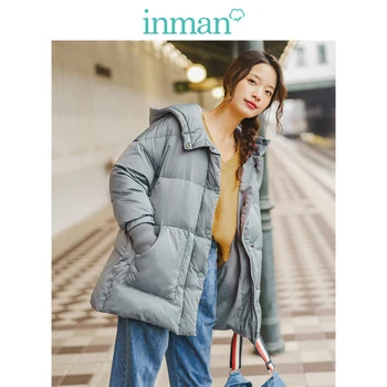 

INMAN 2019 Winter New Arrival Minimalism All Matched Stand up Collar Solid Fashion Thin Warm Women Short Down Coat