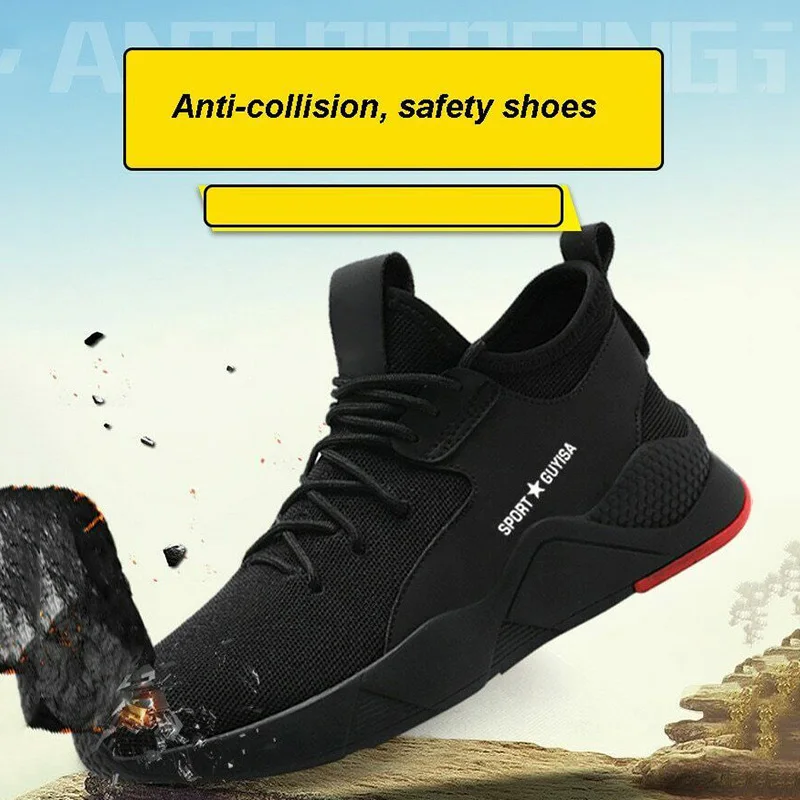 Baovery 1 Pair Heavy Duty Sneaker Safety Work Shoes Breathable Anti-Slip Puncture Proof for Men 