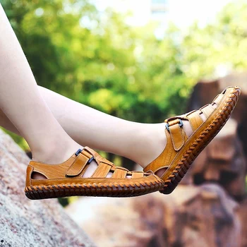 

breathable flip flops sommer zomerschoenen men man work leather sneakers sandalsslippers fashion outdoor 2019 sandalias comfort