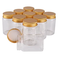 12 pieces 80ml 47*70*34mm Glass Bottles with Golden Aluminum Caps Spice Bottles Pill Container Candy Jars Vials for Wedding Gift 1