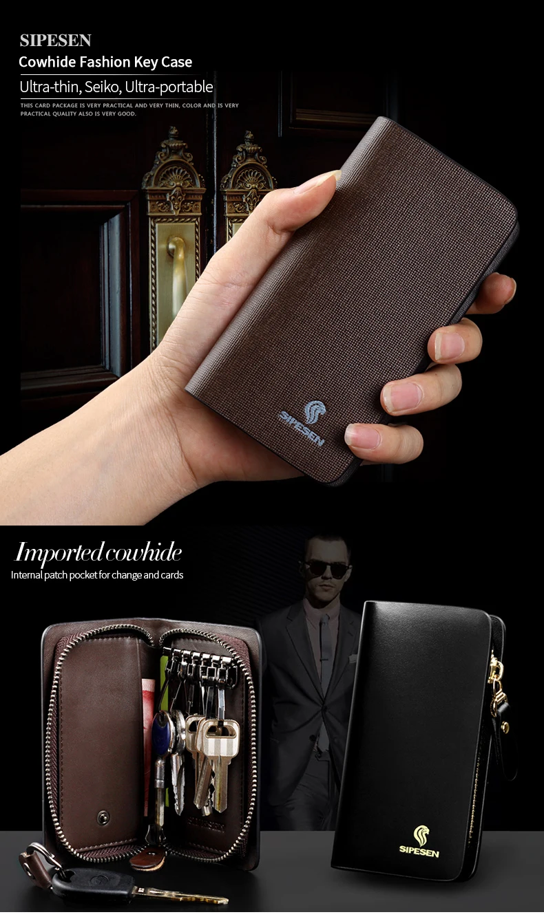 Leather Key Case Unisex Key Chain Multifunctional Storage Bag Smart Housekeeper Car Key Case Key Case Genuine Card Case New
