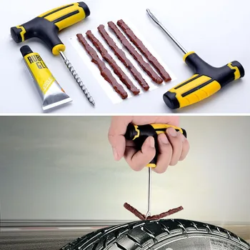 

New Car Tire Repair Tool Tire Repair Kit Studding Tool Set Auto Bike Tubeless Tire Tyre Puncture Plug Garage Car Accessories