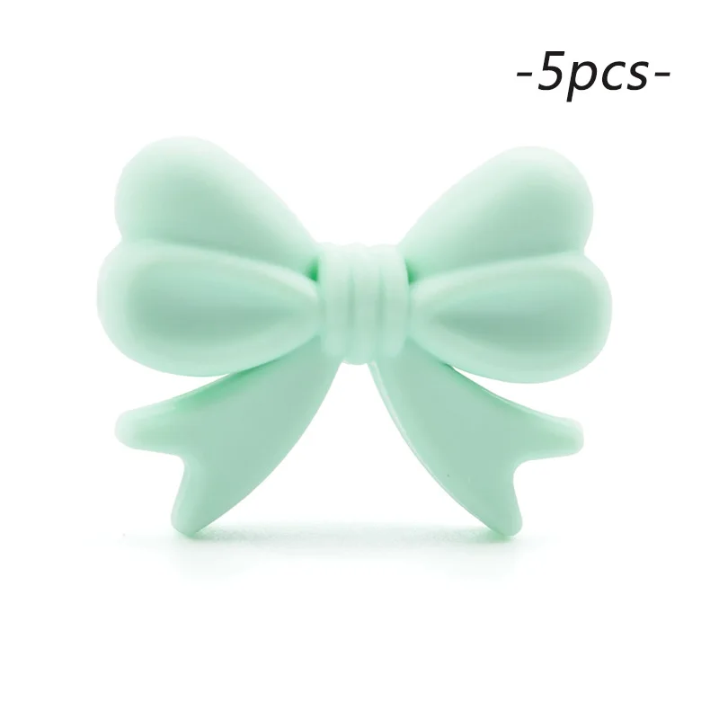 LOFAC Silicone Cartoon Bow Tie Beads - 5pcs Set for DIY Keychains & Jewelry Accessories
