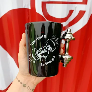 

Creative Weightlifting Dumbbell Ceramic Cup Weightlifting Dumbbell Handle Mug Leisure Entertainment Fitness Mark Ceramic Cup