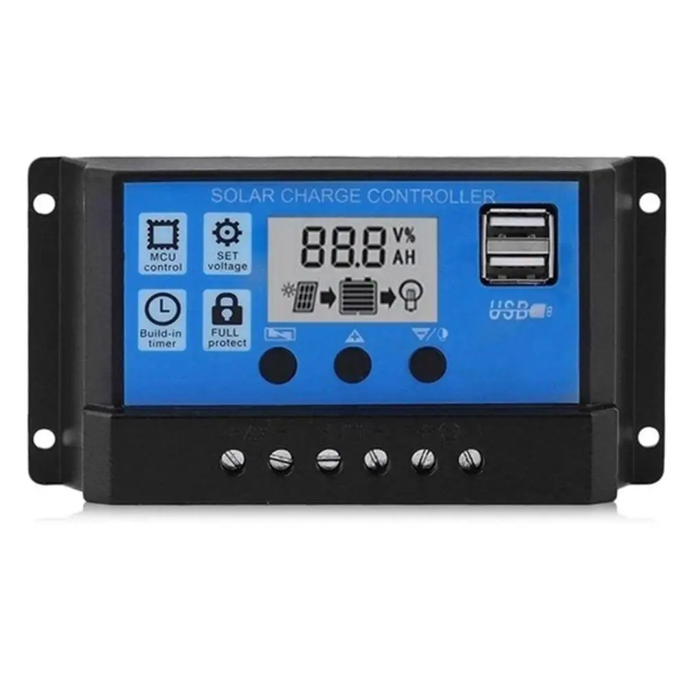 Controlador de Carga Controlador Solar 1.2a Casa Dupla Usb 12 24v Barco Display Lcd Pwm 5v - 9 Renovação da Casa