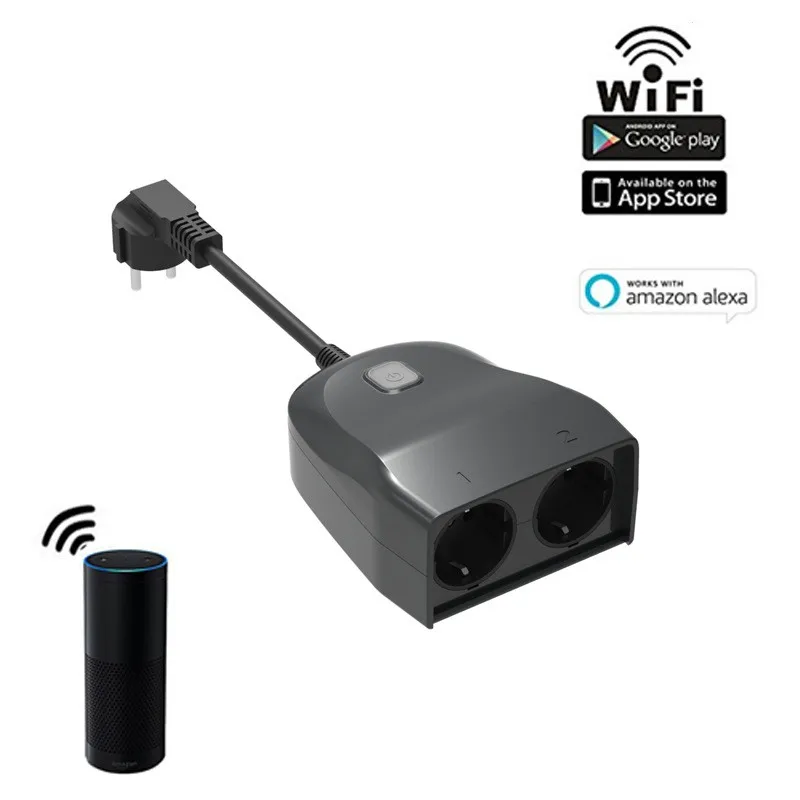 Wifi intelligent socket outdoor waterproof socket supports Alexa voice control of mobile phone timing switch socket