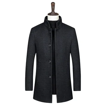 

Men Jacket 2020 Autumn Winter Men's Fashion Woolen Coat Mens Casual Business Stand collar Warm Overcoat Outerwear Jackets Male