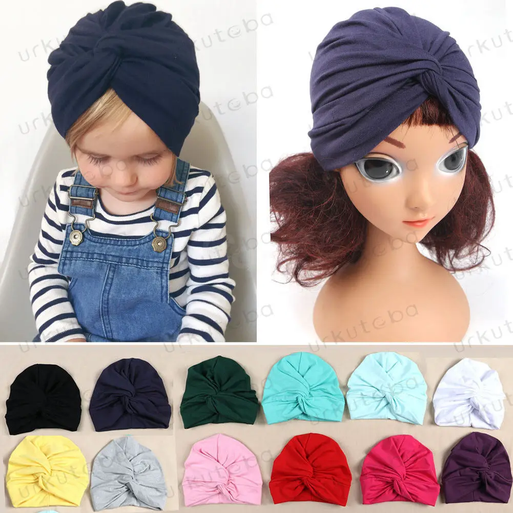

Newborn Infant Lovely Soft Cute Solid Knot Beanies Baby Gifts Baby Turban Boy Girl Cotton Blends Hat Hairband Baby Accessories