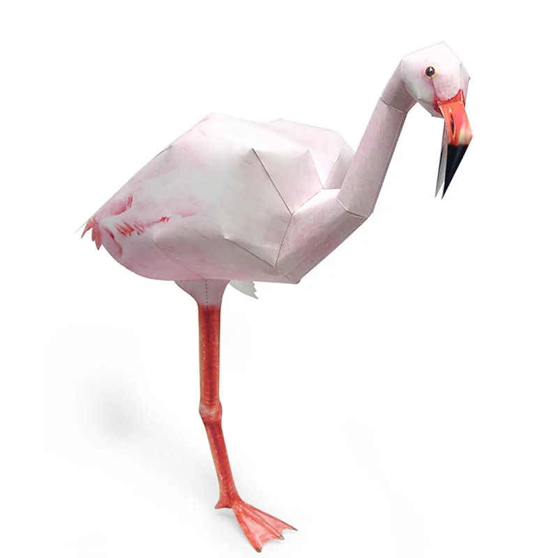 Flamingo Bird Paper Model Realistic Animal Mini Cute 3D Papercraft DIY Kids Adult Handmade Origami Art Craft Toys WE-031 | Игрушки и