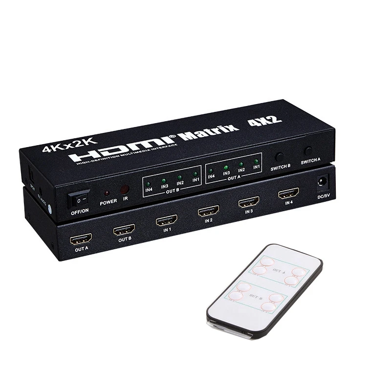 4K x 2K 3D 1080P V1.4 HDMI матричный 4x2 HDMI переключатель видео конвертер 4 в 2 Переключатель сплиттер для xbox DVD PS4 к ТВ проектор