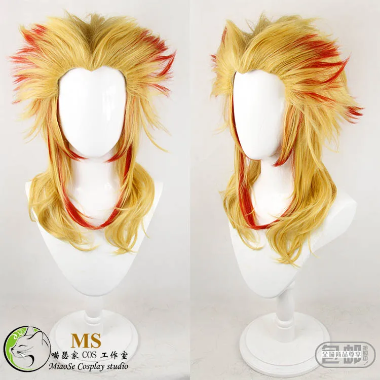 

Demon Slayer Kimetsu no Yaiba Rengoku Kyoujurou Cosplay Costume Wig Hair +CAP