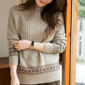 

Turtleneck Basic Sweater Delicate Cashmere Pullovers Autumn Winter Wool Yak Cashmere Sweater Women Turtleneck Knitting Sweater