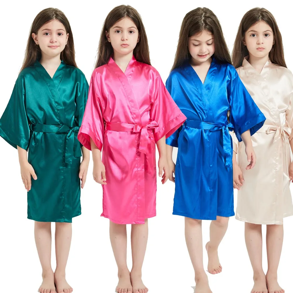 Jubah Mandi Sutra Satin Jubah Malam Mode 3-13Y Jubah Perempuan