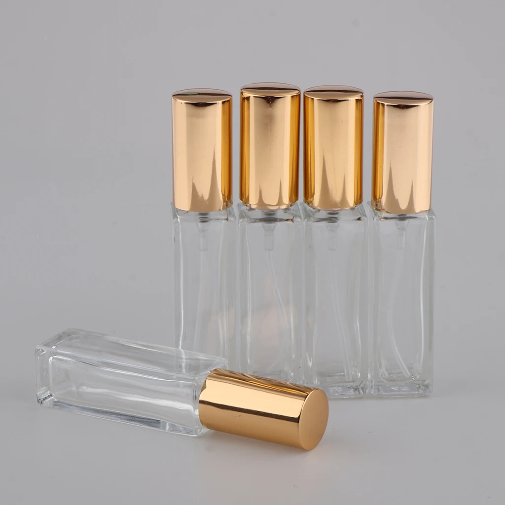 5pcs Spray Bottles Refillable Cosmetic Bottle Portable Perfume Container Travel  with 13 Teeth Screw Lid