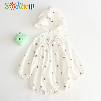

Sodawn Baby Rompers 2020 Autumn Korea Style Floarl Printed Long Sleeve Jumpsuit Suit For Baby Girls Toddler Clothes With Hat